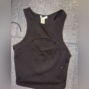 Black Sleeveless Cutout Top